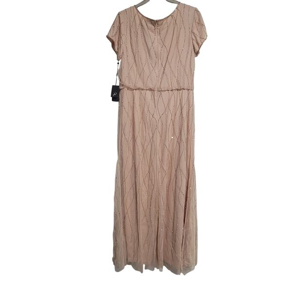NWT Arianna Papell Beaded Blouson Champagne Gown Dress Size 14 - Picture 4 of 7
